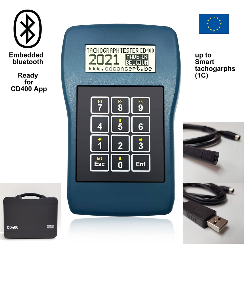[KIT-CD400-DT-EBT] Tachograph programmer CD400-EU for digital tachographs up to Smart tachographs (Annex 1C / GEN-2) with embedded Bluetooth