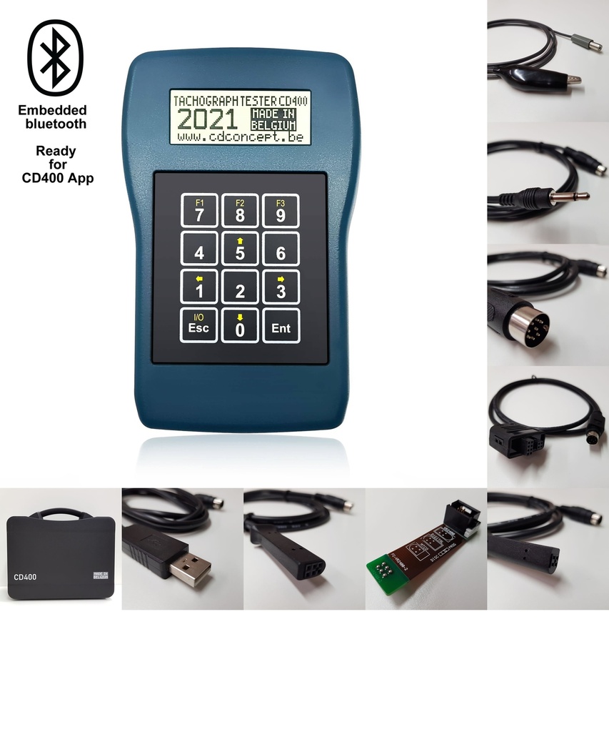 [KIT-CD400-AD-EBT] Tachograph programmer CD400-EU for analog and digital tachographs up to Smart tachographs (Annex 1C / GEN-2)  with embedded Bluetooth